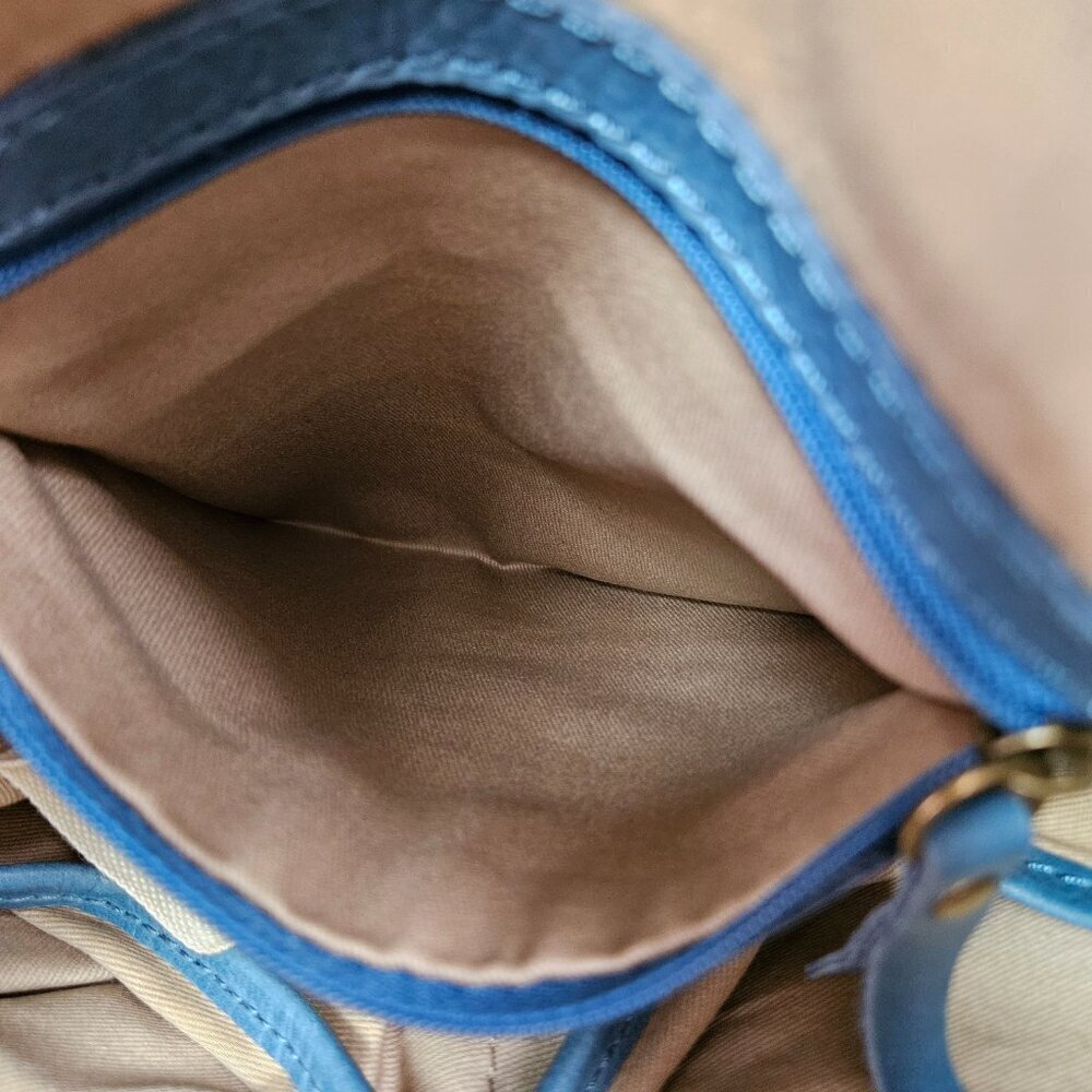 Lucky Brand Boho Blue Leather Crossbody Bag - Picture 11 of 16